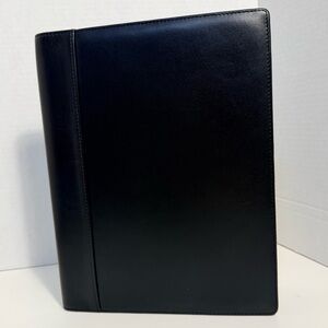 Levenger Butter Soft Black Leather Notepad Cover w/Embossed Slit Fabric Linings